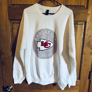 Kansas City Chiefs football sweatshirt! Rhinestone  bling unisex size large!